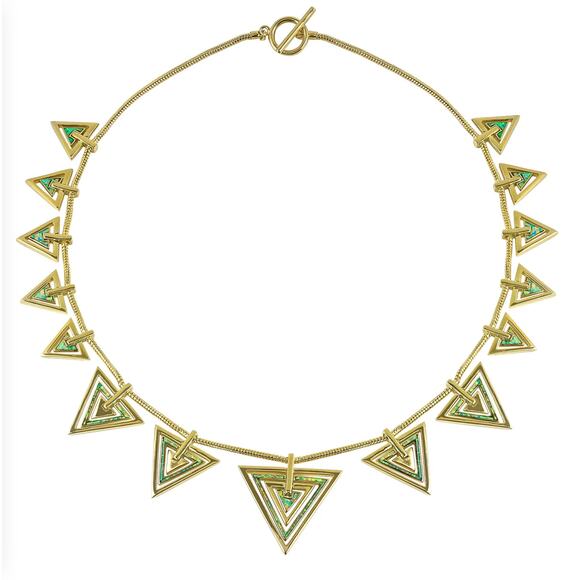 Hidden Pyramid Opal Triangle Necklace Noir Jewelry - new - Picture 1 of 1